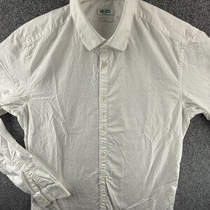 Kenzo 16.5 Paris Slim White Shirt Button Up Solid Men Long Sleeve Spread Adult
